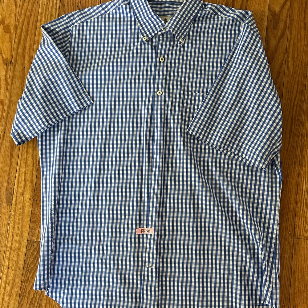 Peter Millar Blue and White Checkered Shirt